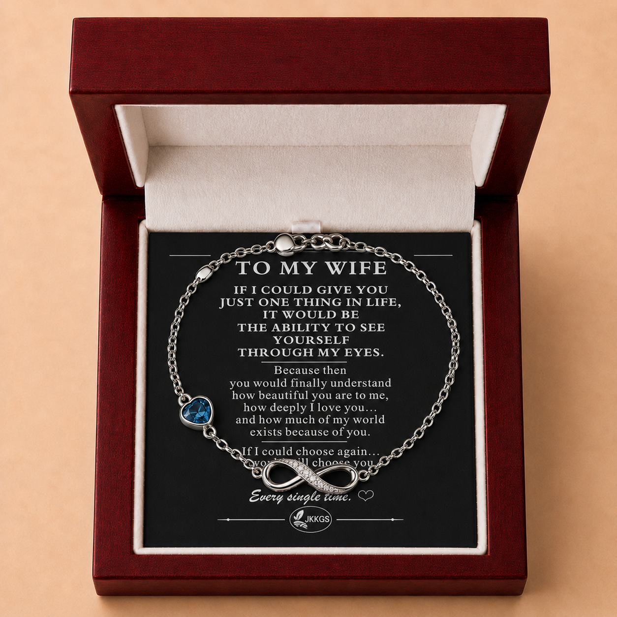 To My Wife Family Stone Infinity Chain Bracelet