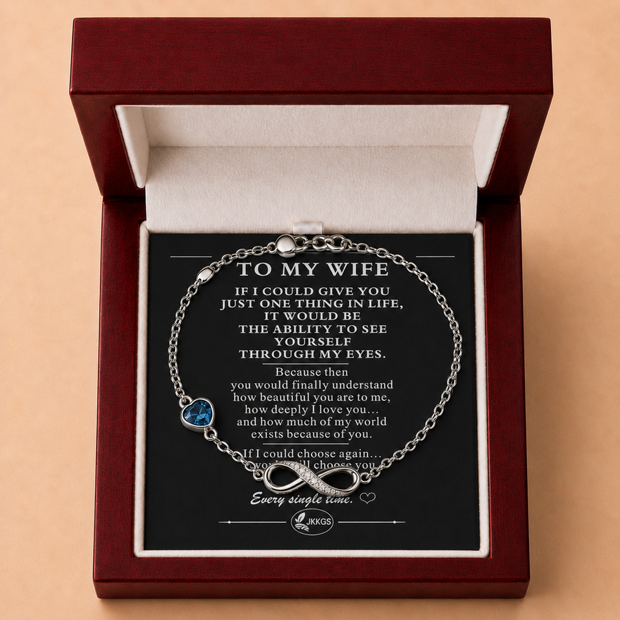 To My Wife Family Stone Infinity Chain Bracelet