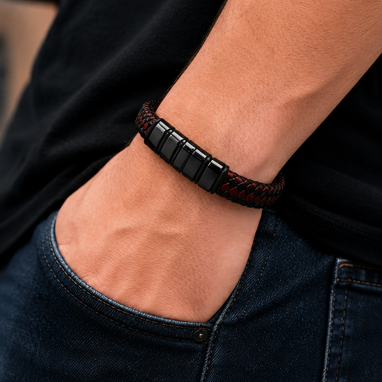 To My Son Legacy Two-Tone Woven Bracelet