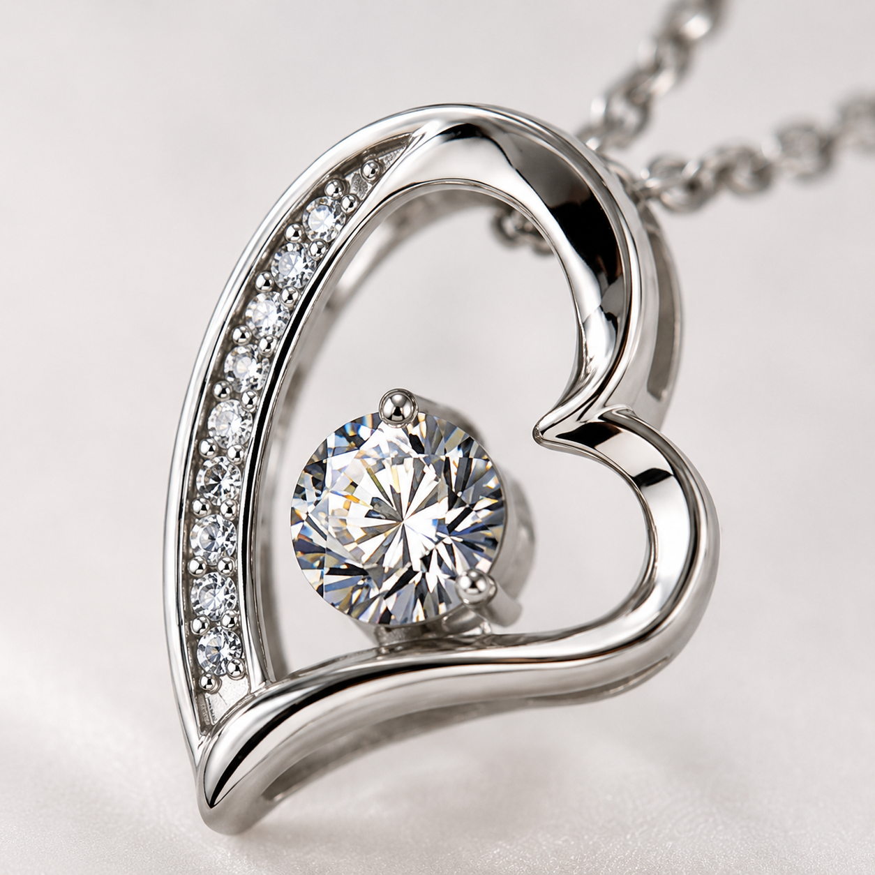 To My Wife Love Solitaire Heart Necklace