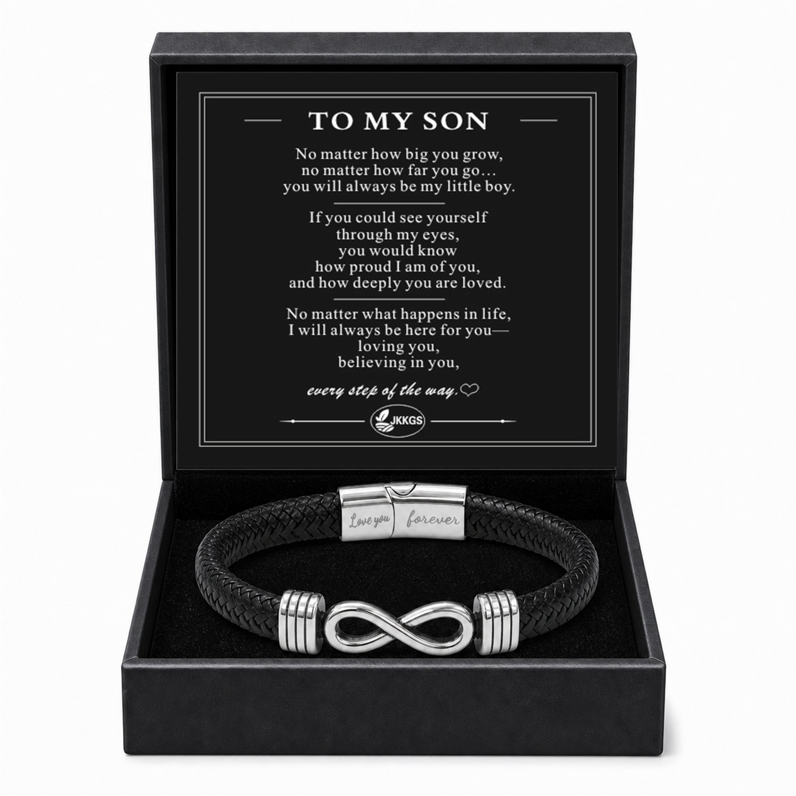 To My Son - Black Braided Leather Bracelet