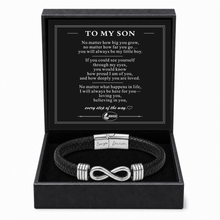 To My Son - Black Braided Leather Bracelet