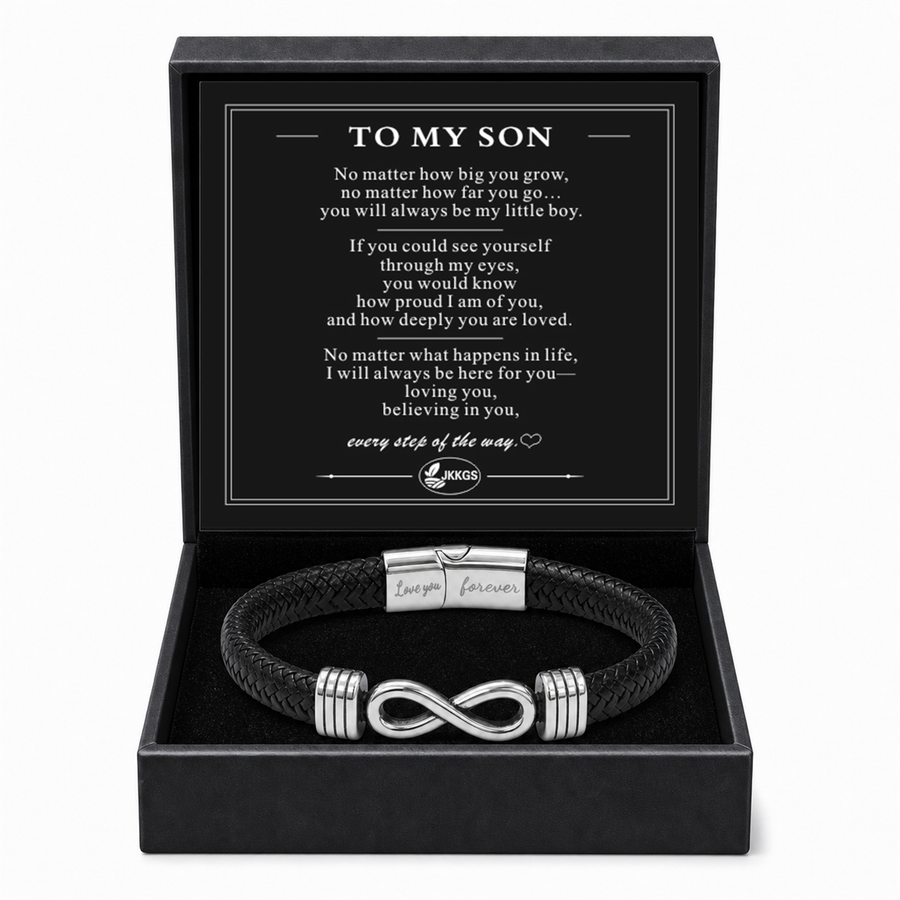 To My Son - Black Braided Leather Bracelet