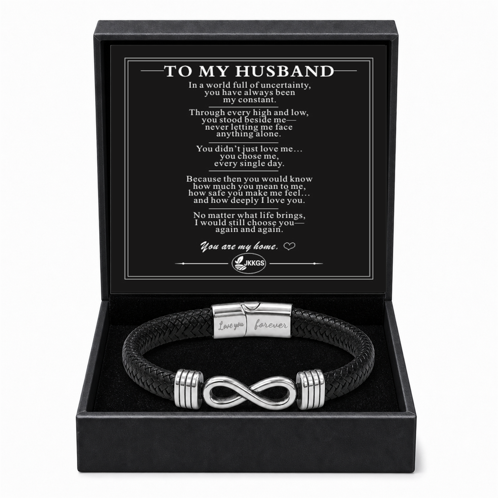 To My Husband - Two Lives One Bond Braided Leather Bracelet