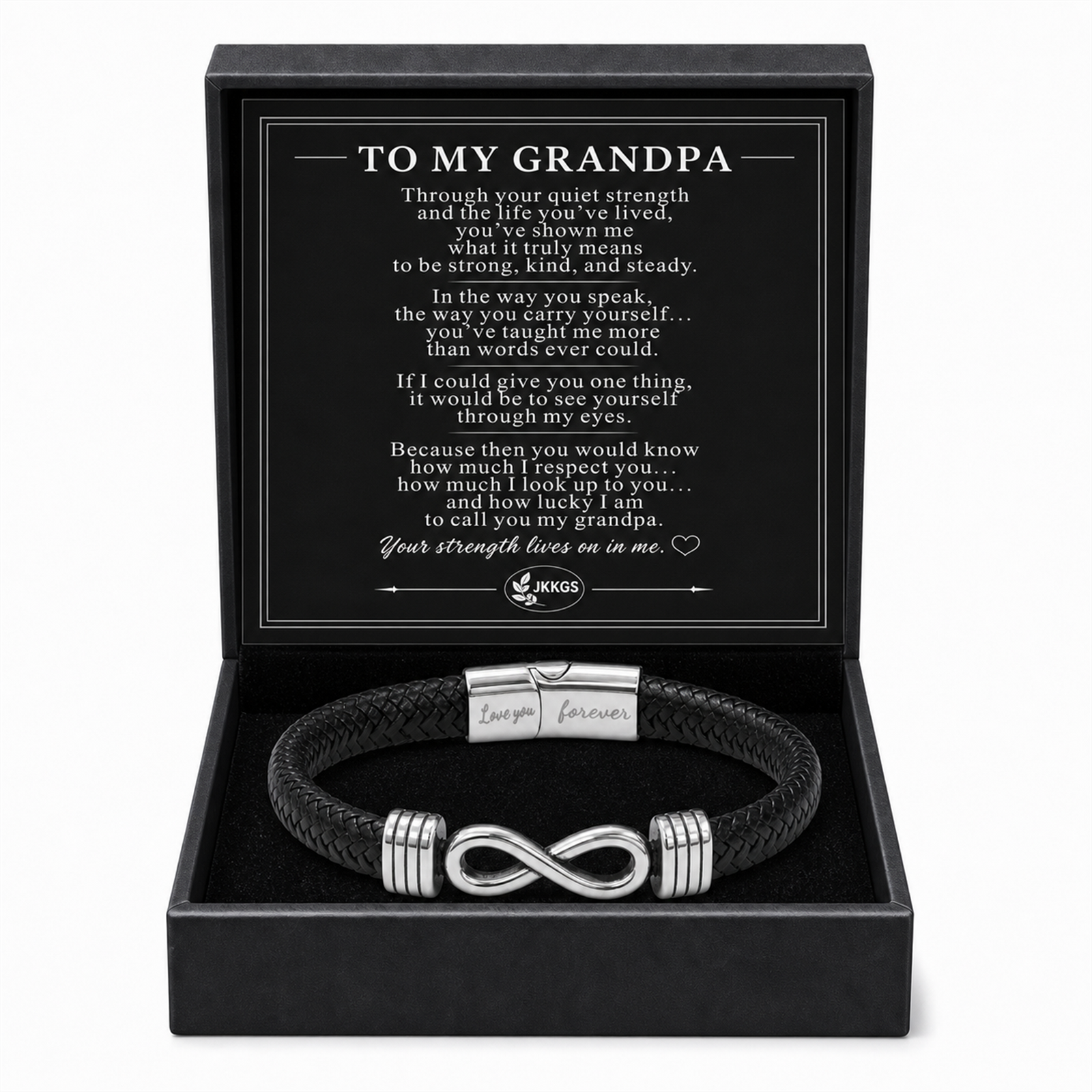To My Grandfather - Woven Strength Braided Leather Bracelet