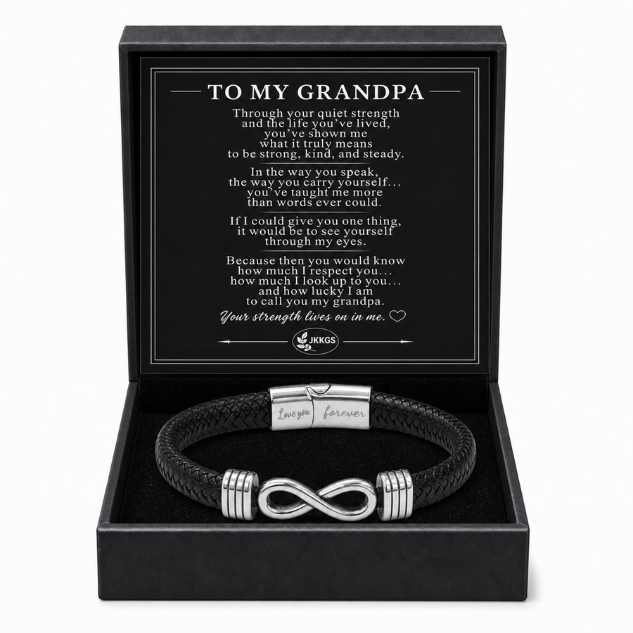 To My Grandfather - Woven Strength Braided Leather Bracelet