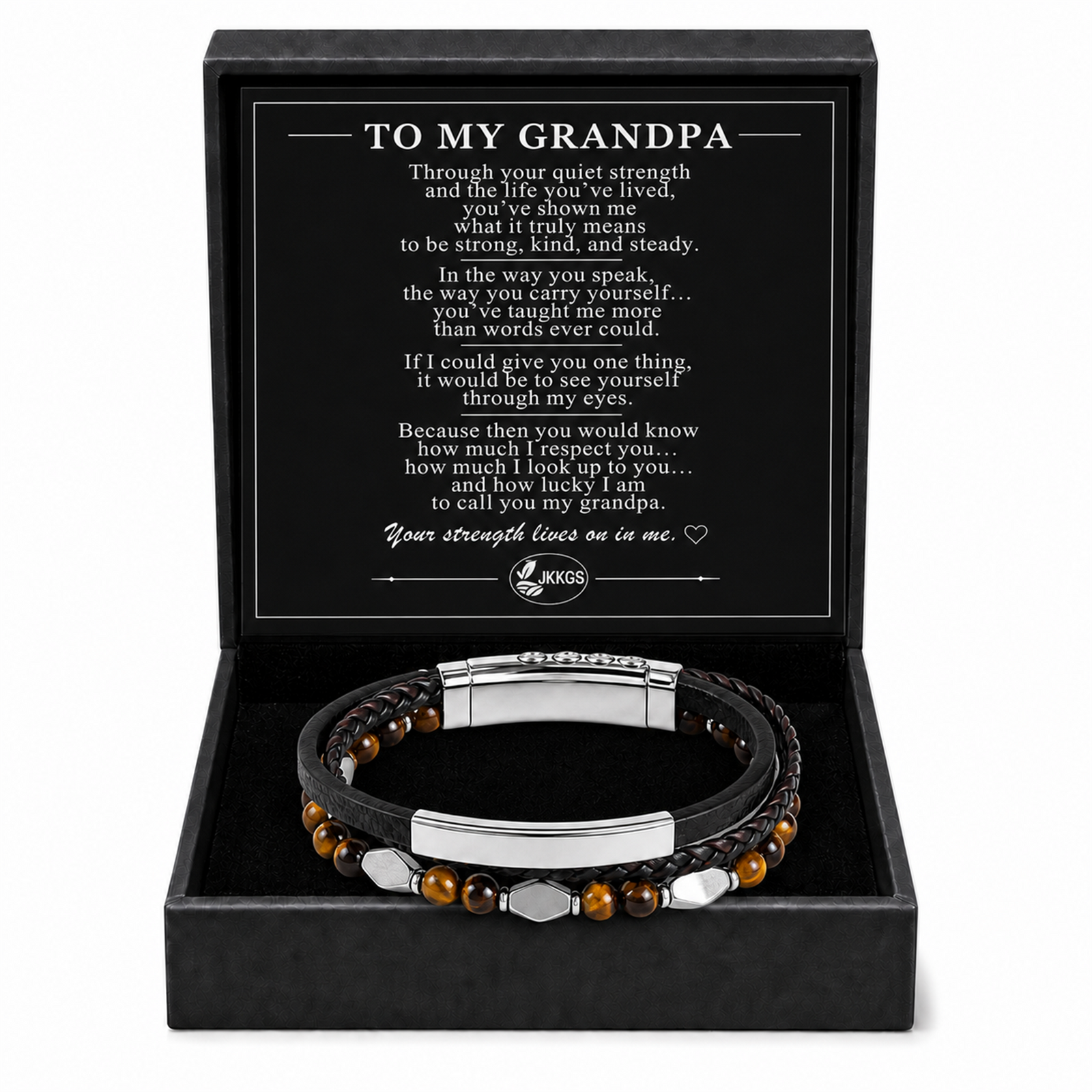 To My Grandfather - Quiet Strength Stainless Steel Bracelet