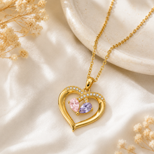 Two-Stone Heart Necklace for Her