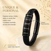 To My Son Strength Black Bead Bracelet