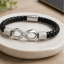 To My Grandson Engraved Infinity Braided Bracelet