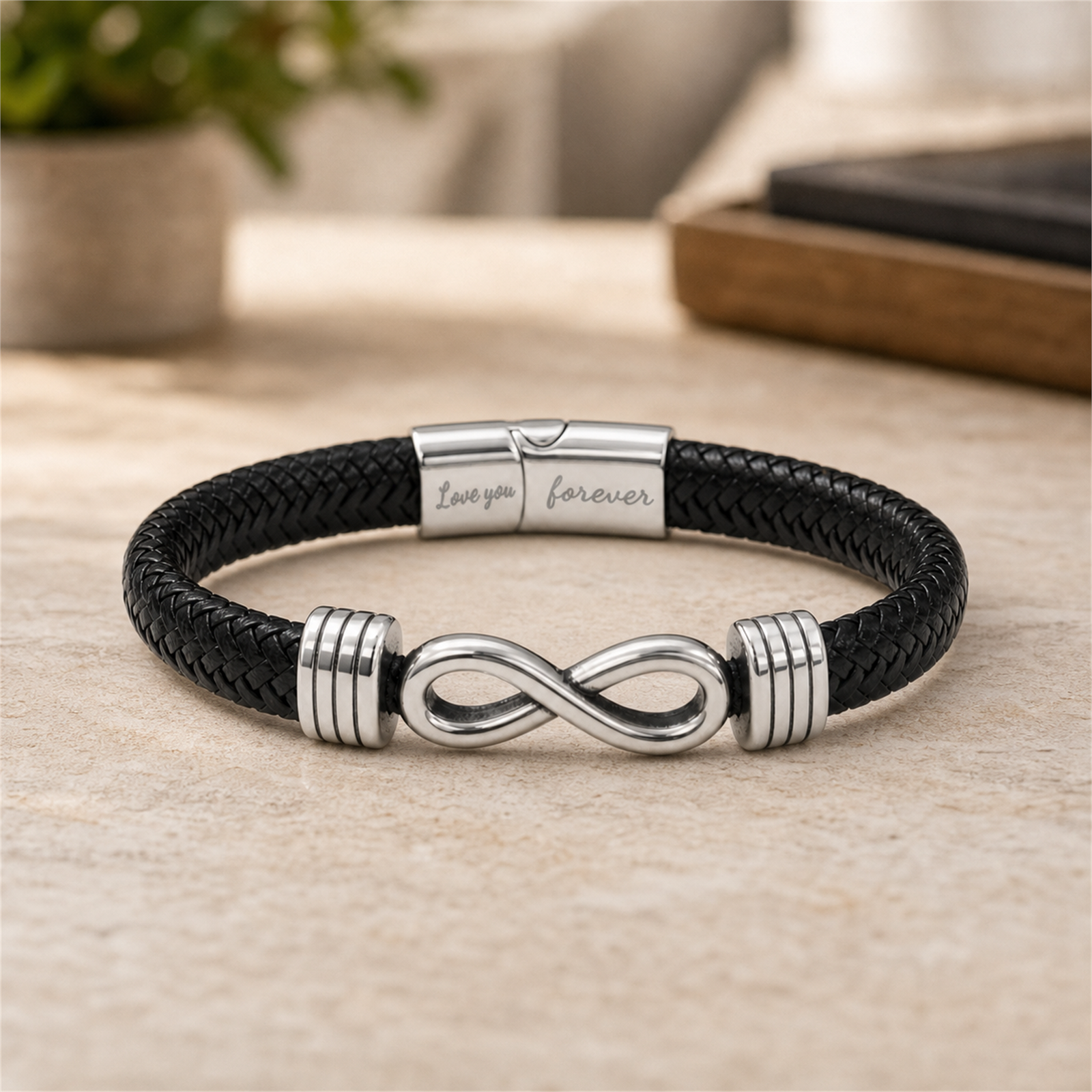 To My Son - Black Braided Leather Bracelet