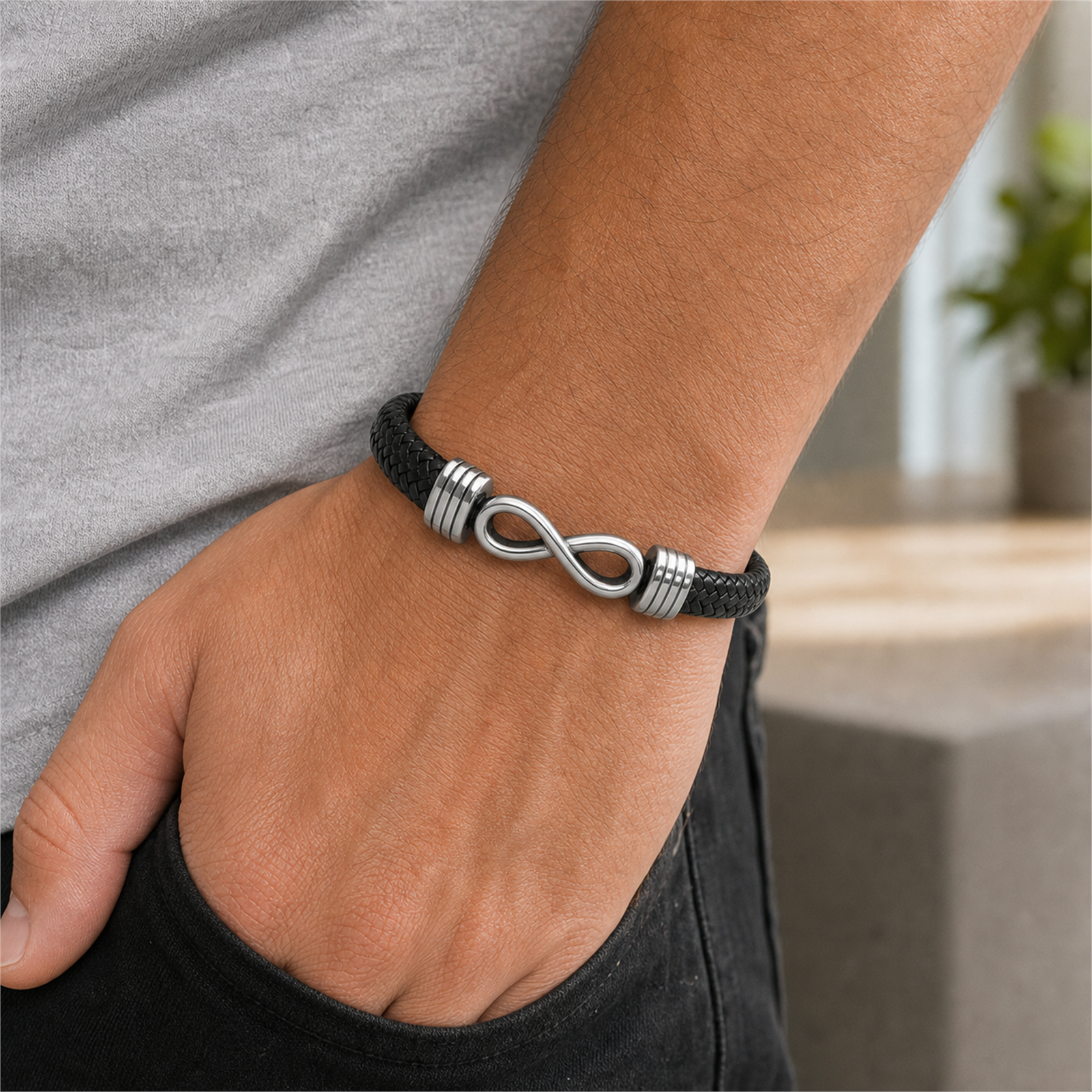 To My Grandson - Forged Path Braided Leather Bracelet