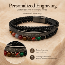 To My Grandson Courage Multicolor Stone Bead Bracelet