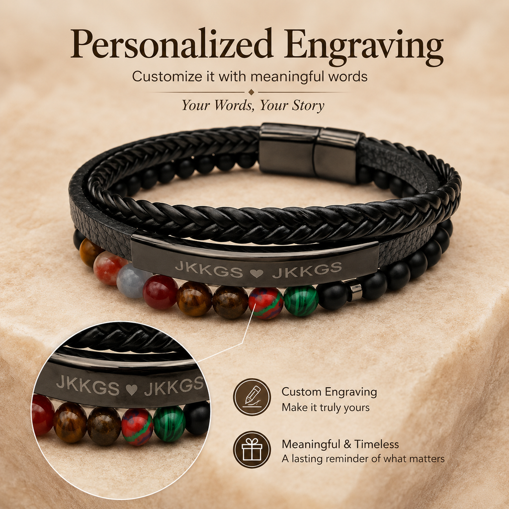 To My Husband Courage Multicolor Stone Bead Bracelet