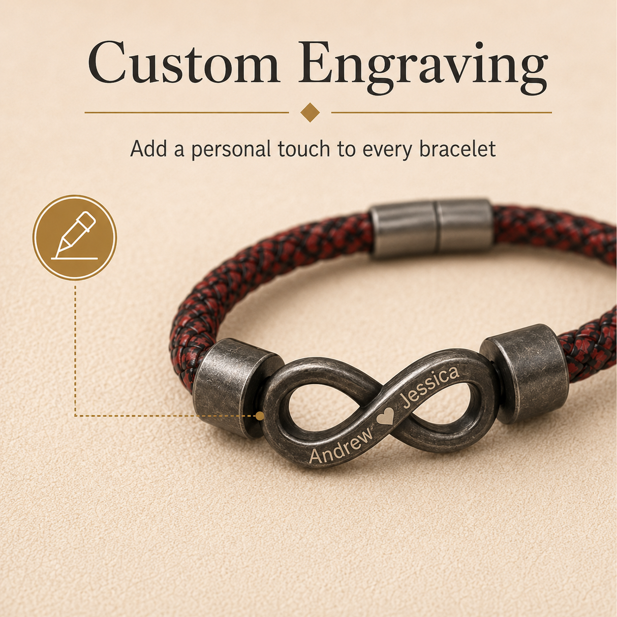 To My Grandpa Black Infinity Braided Bracelet