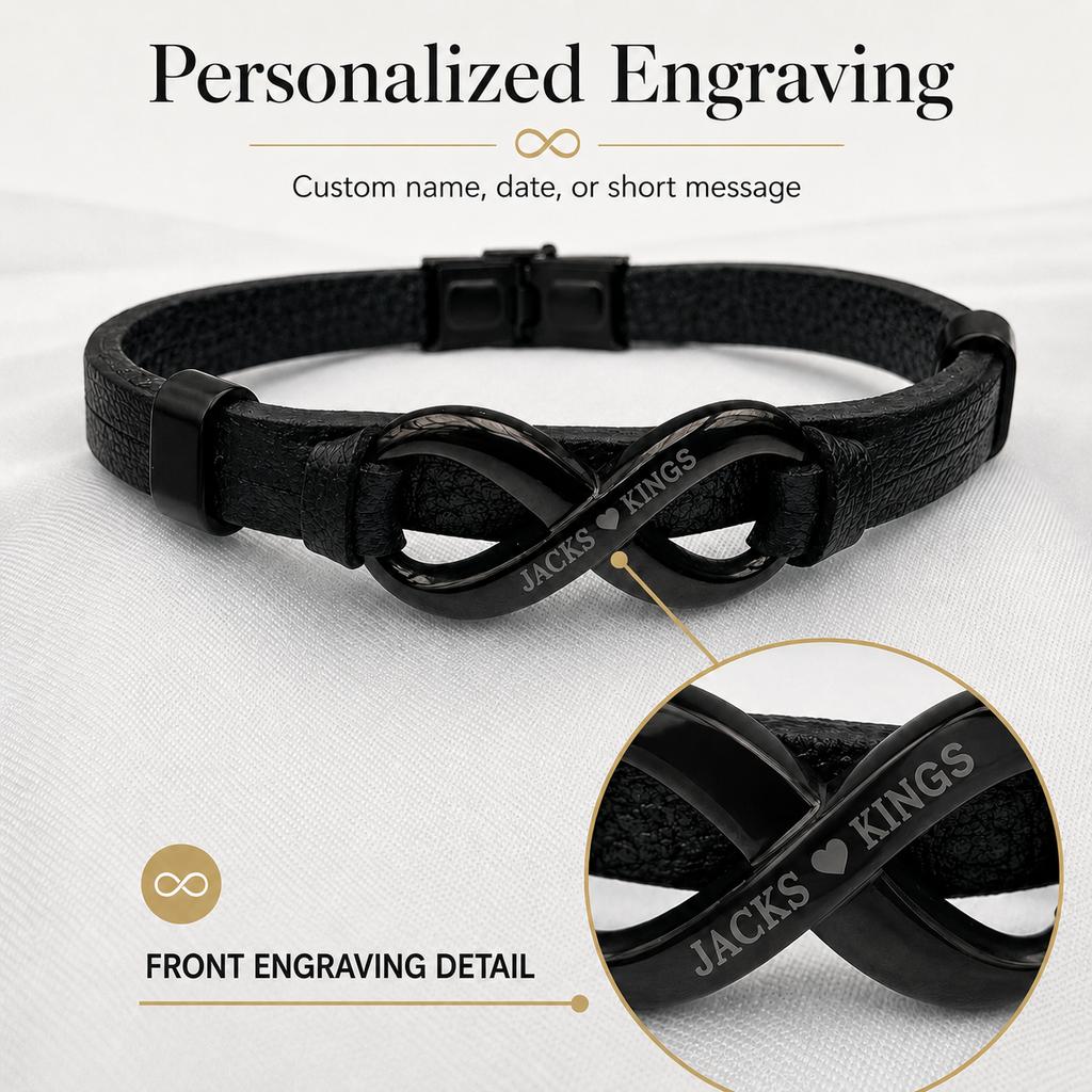 To My Son Always With You Black Infinity Cuff Bracelet
