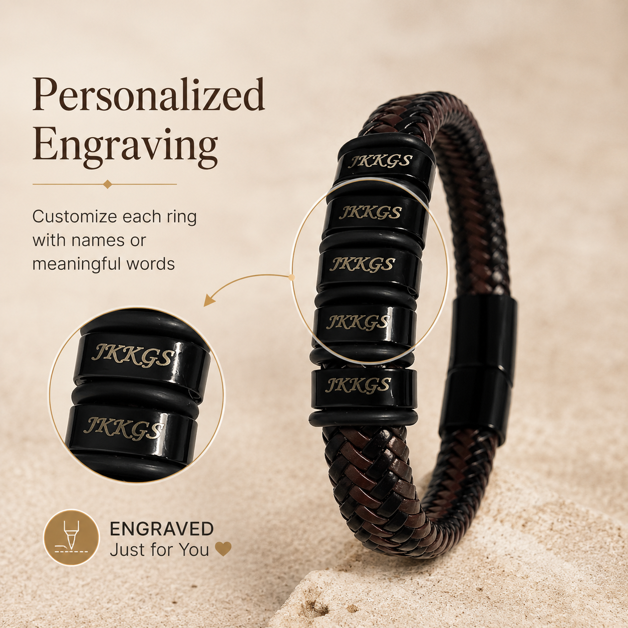 To My Grandson Legacy Two-Tone Woven Bracelet