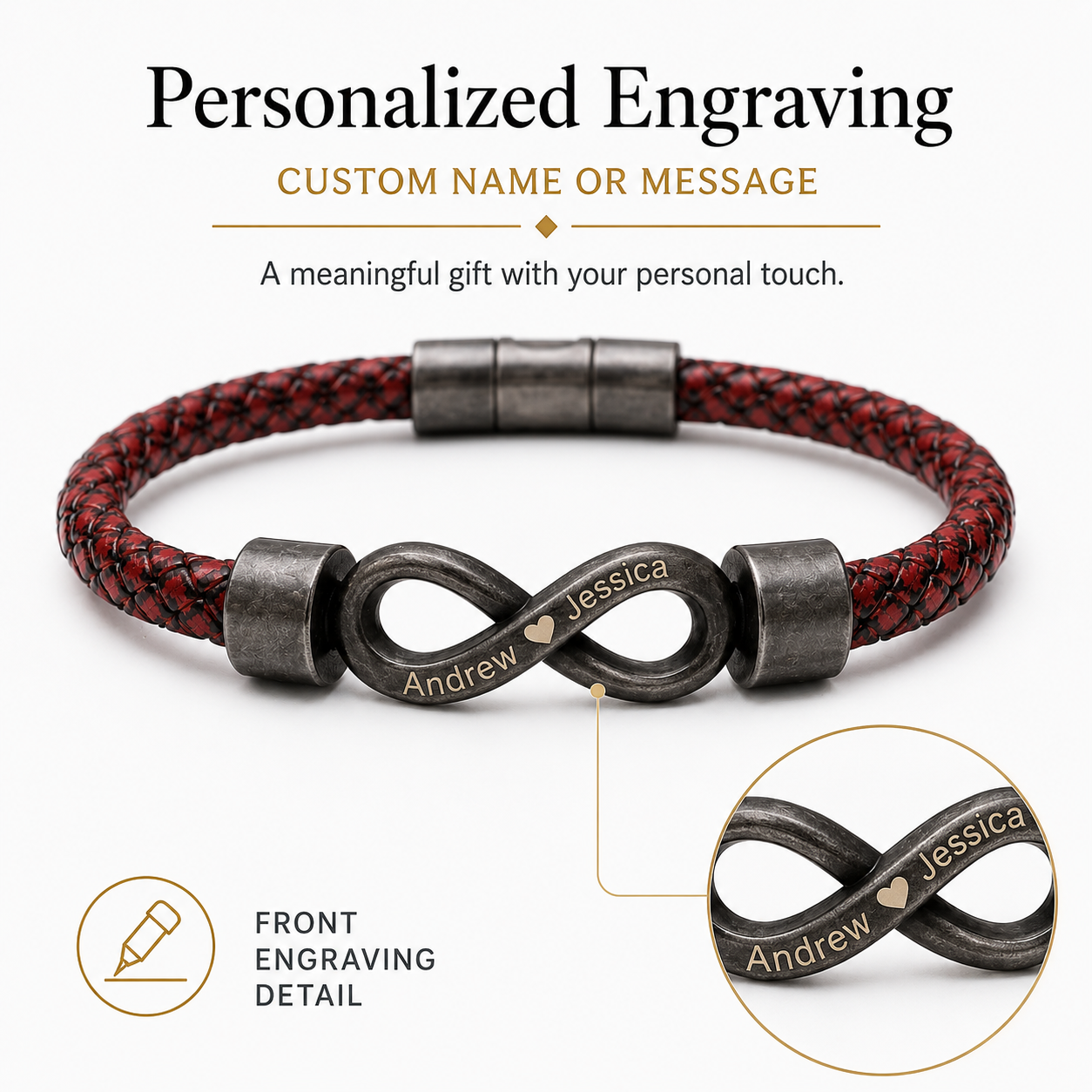 To My Grandson Black Infinity Braided Bracelet