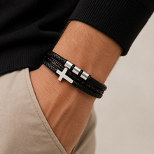 To My Father Faith Layered Cross Bracelet