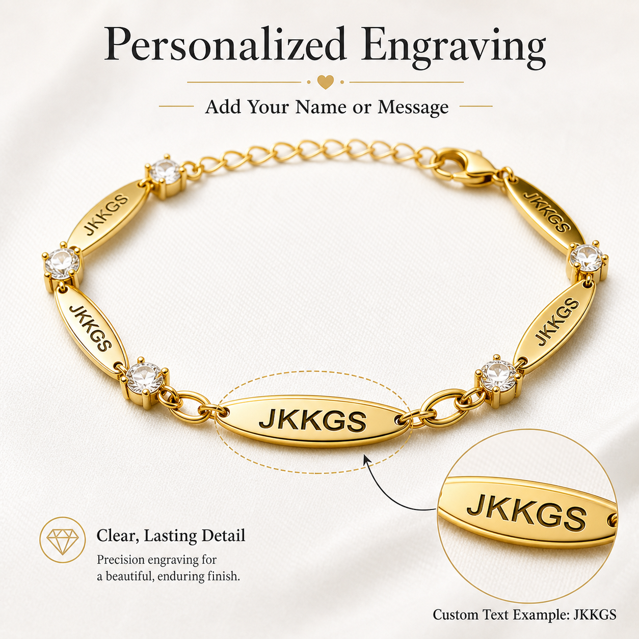 To My Daughter Everyday Love Nameplate Chain Bracelet