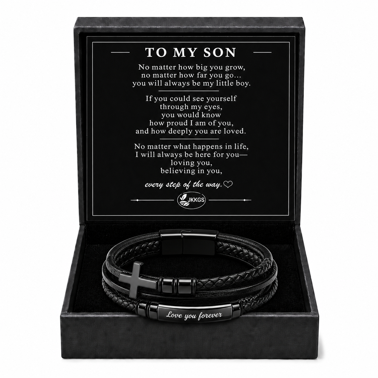 To My Son - Braided Faith Leather Bracelet