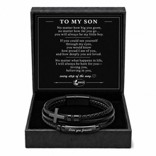 To My Son - Braided Faith Leather Bracelet