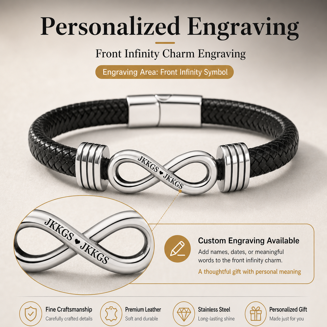 To My Son Stay Strong Silver Infinity Braided Bracelet