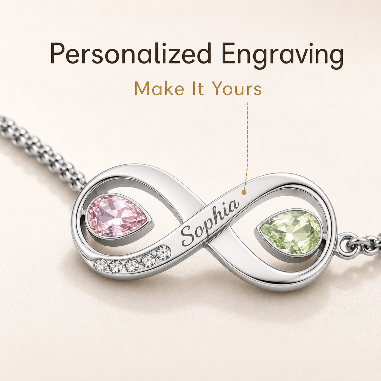 To My Granddaughter Forever Two-Stone Infinity Bracelet