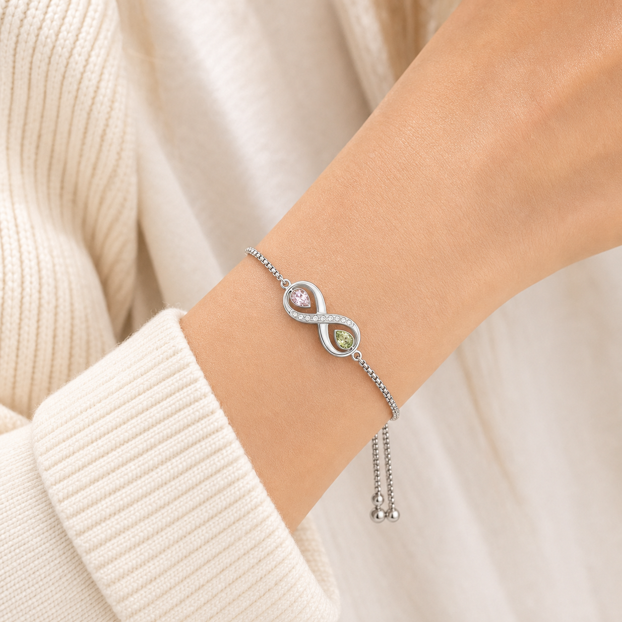 To My Daughter Forever Two-Stone Infinity Bracelet