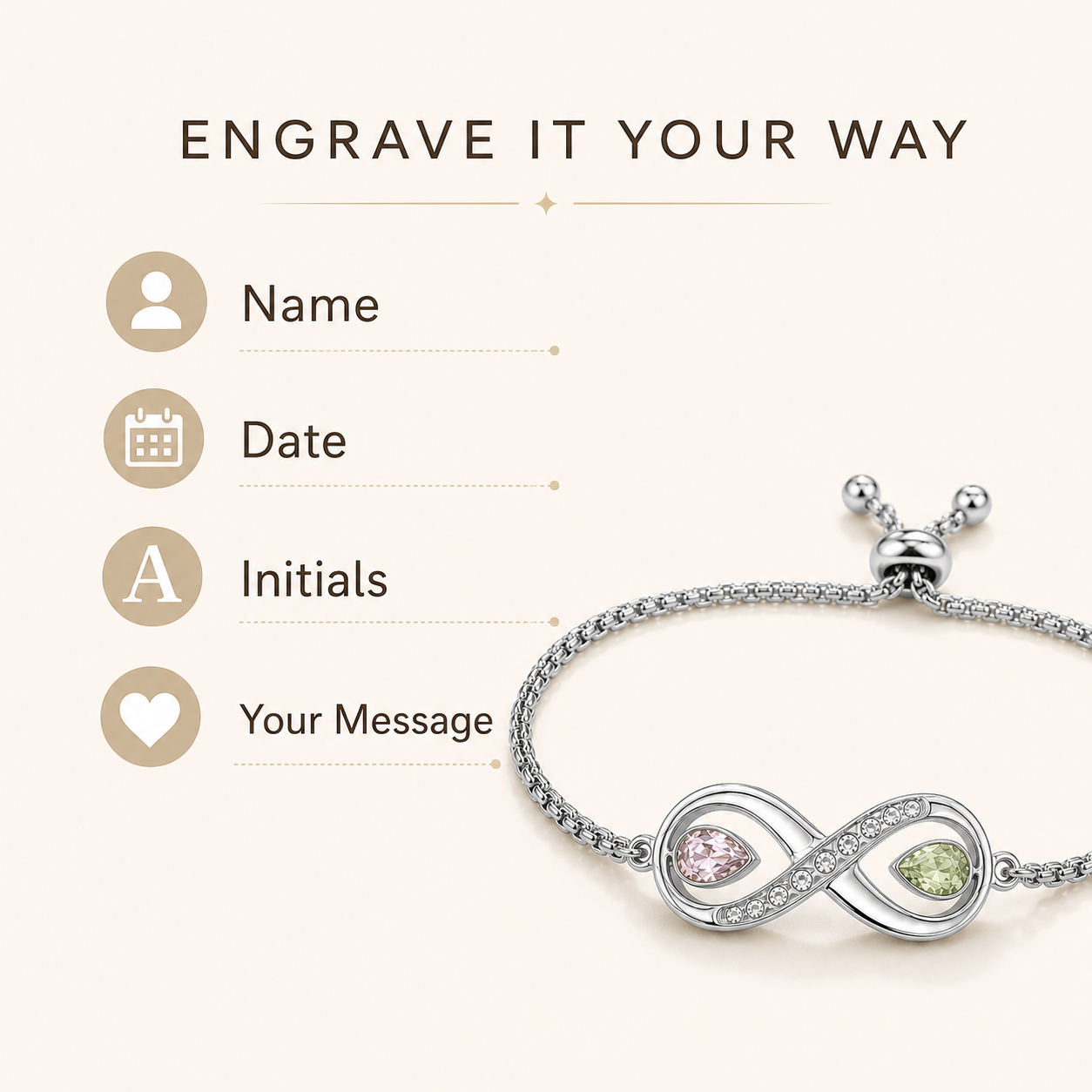 To My Wife Forever Two-Stone Infinity Bracelet