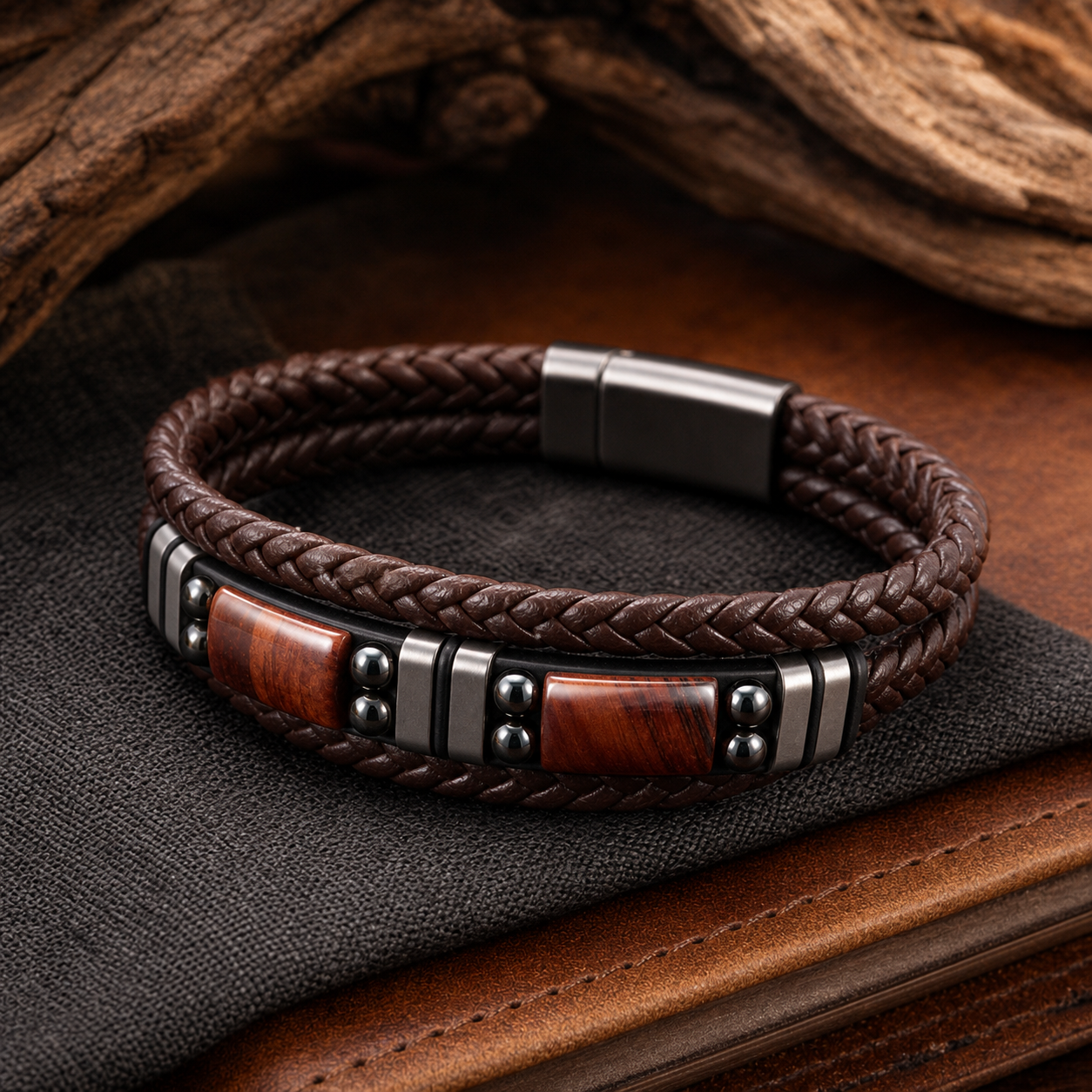 To My Grandpa Family Inlay Braided Bracelet