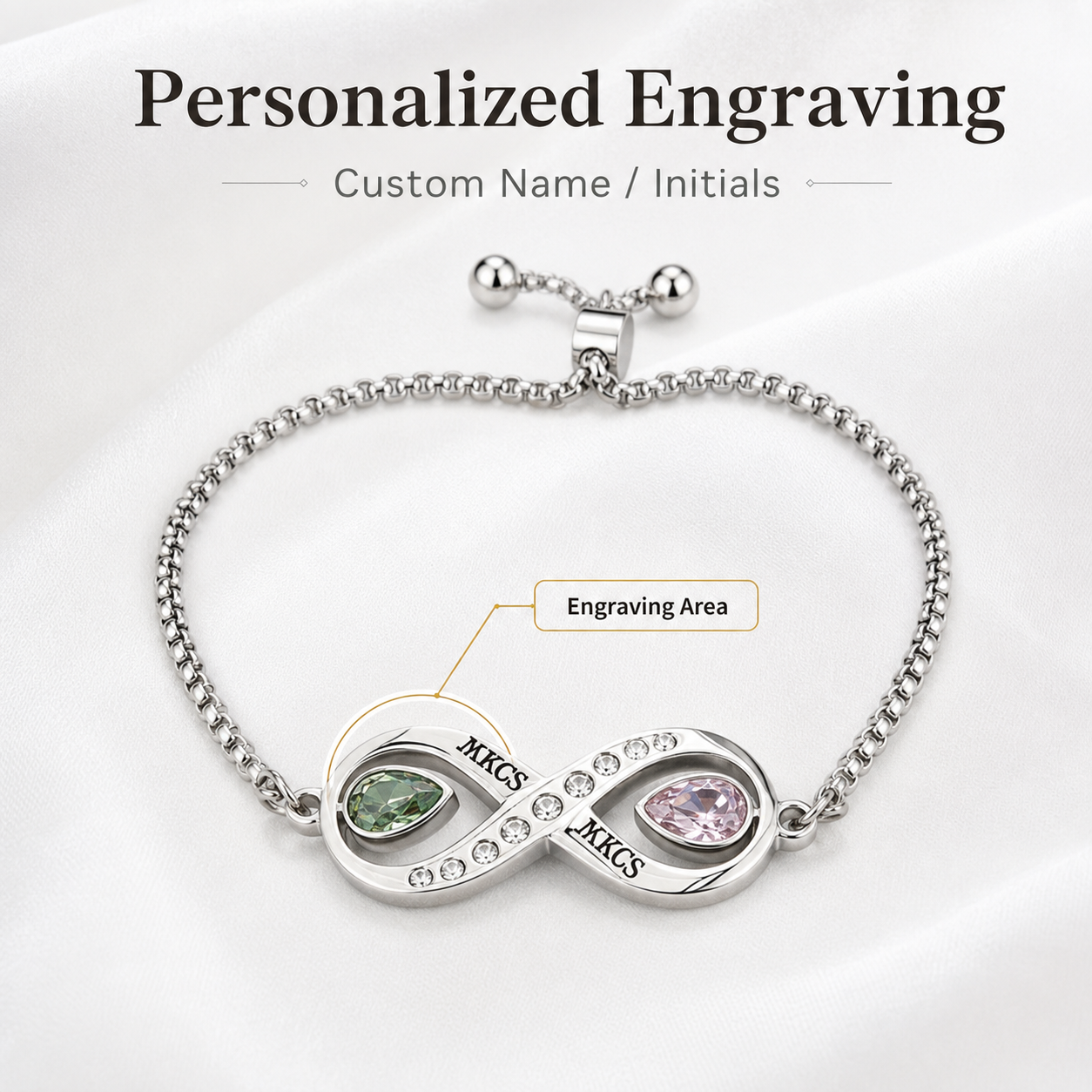 To My Grandma Forever Two-Stone Infinity Bracelet