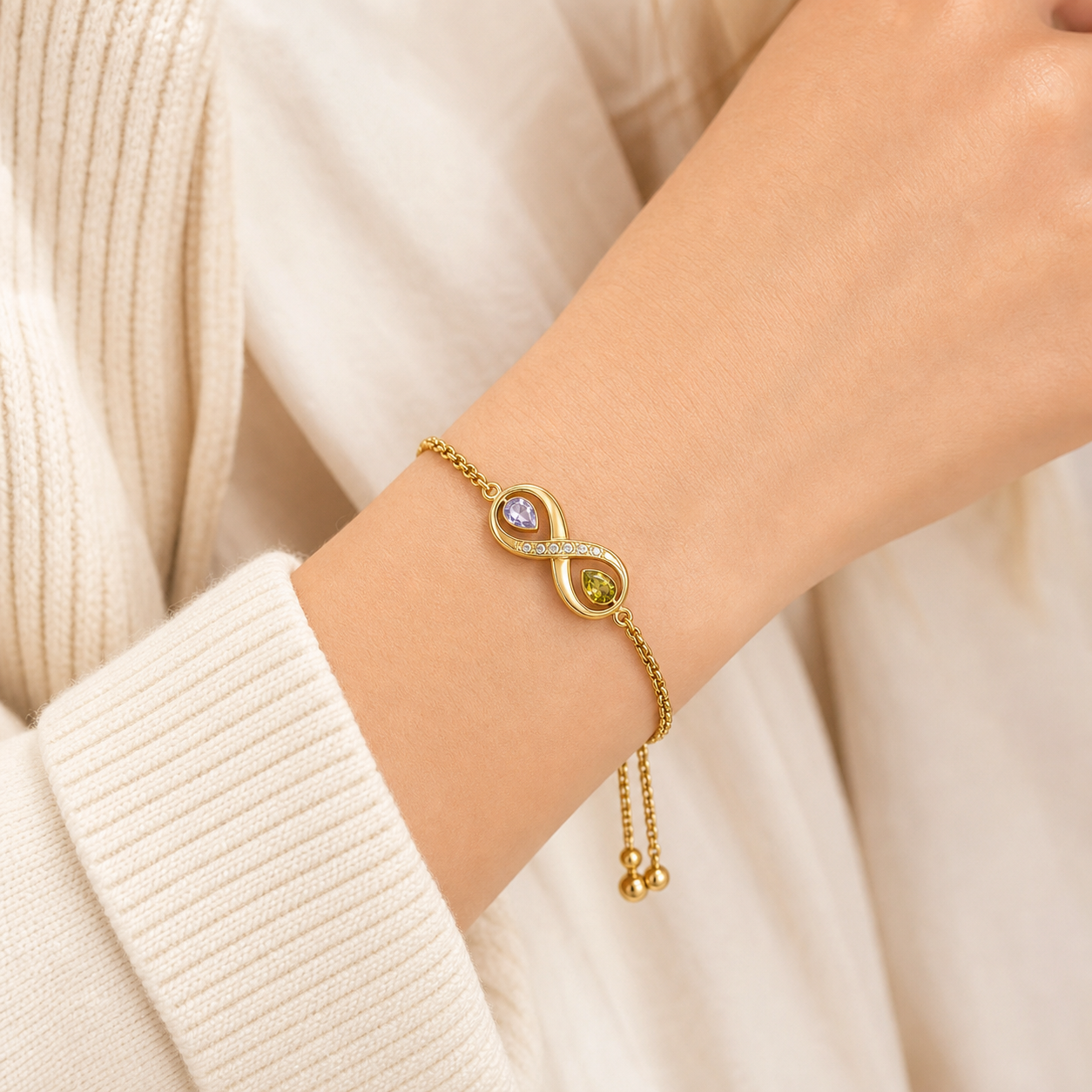 To My Daughter Forever Two-Stone Infinity Bracelet