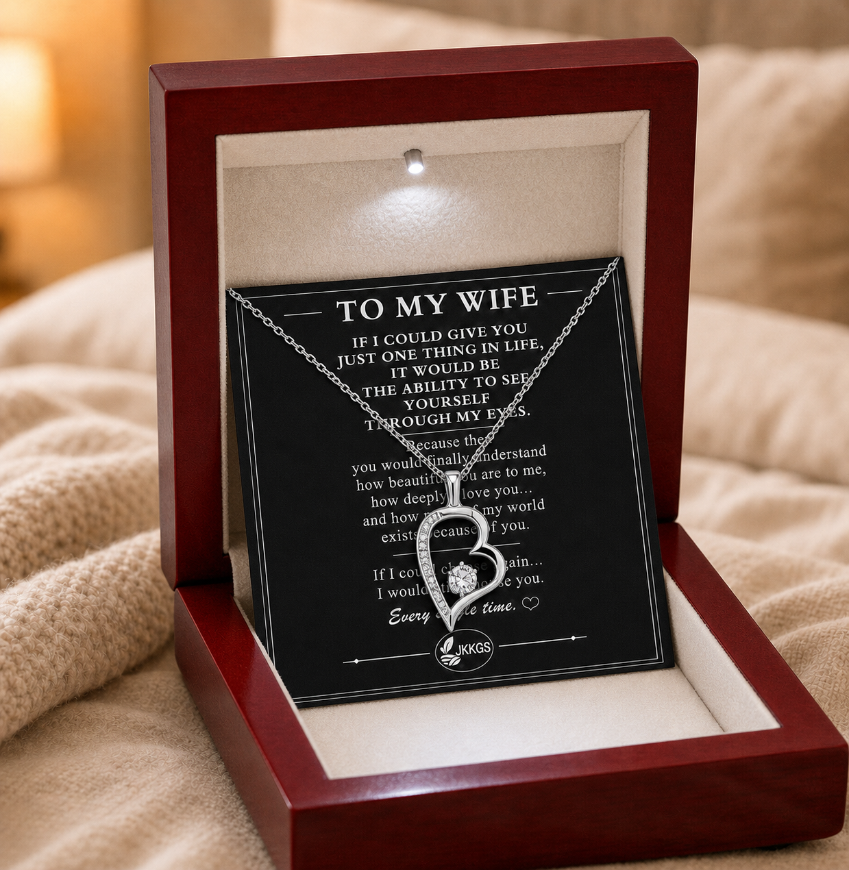 To My Wife - Eternal Love Heart Pendant Necklace