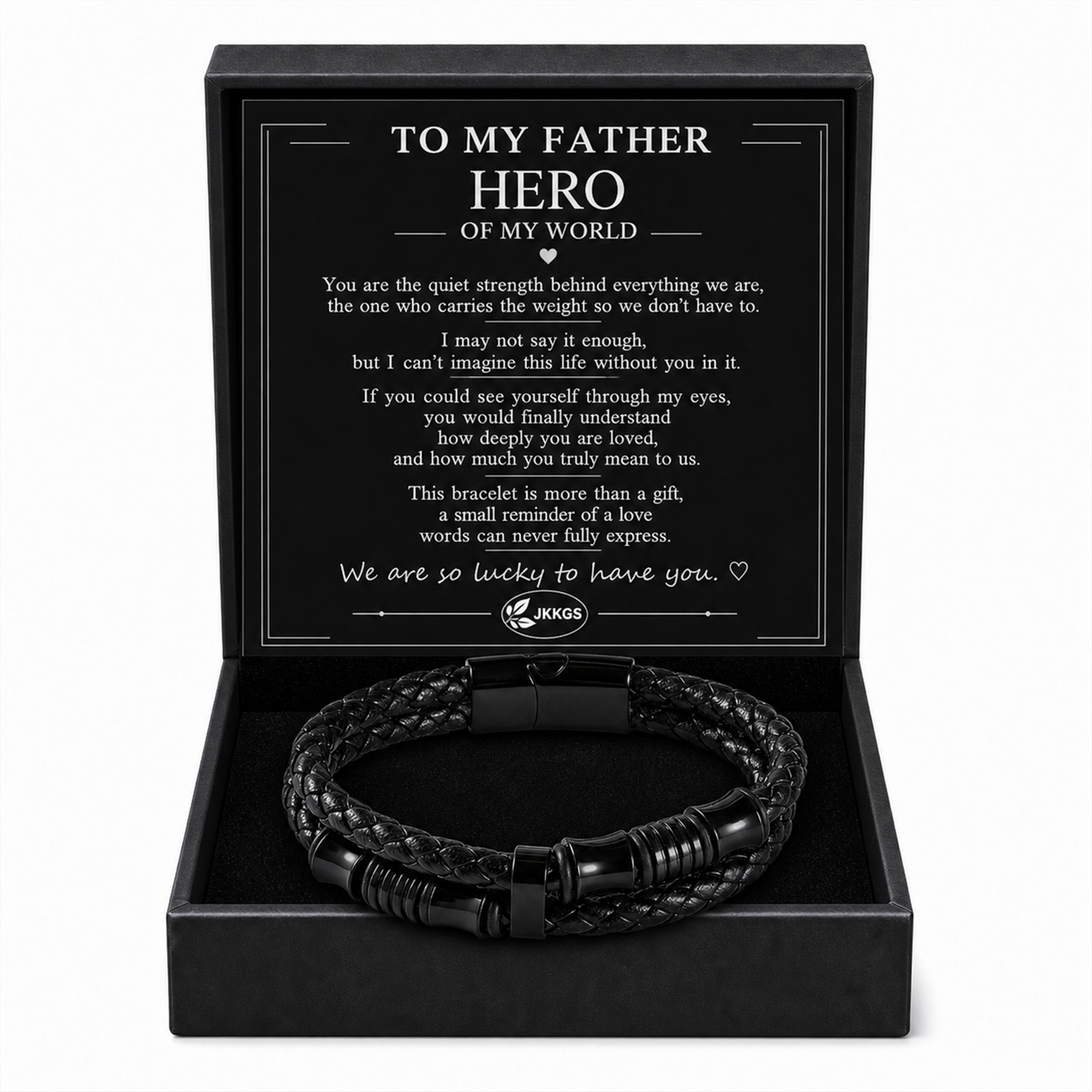 To My Father - Black Braided Leather Bracelet