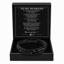To My Husband - Braided Leather Devotion Bracelet
