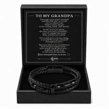 To My Grandpa - Black Braided Leather Bracelet