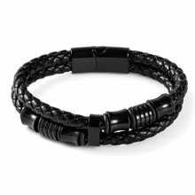To My Father - Black Braided Leather Bracelet