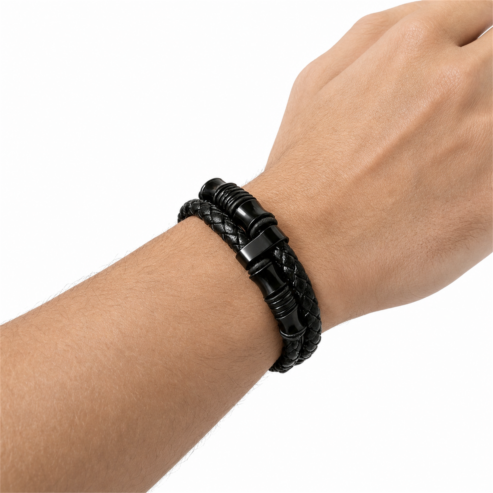 To My Father - Black Braided Leather Bracelet