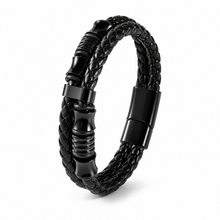To My Father - Black Braided Leather Bracelet