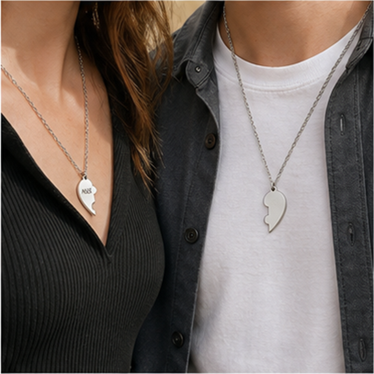 To My Grandma Matching Split Heart Necklace Set